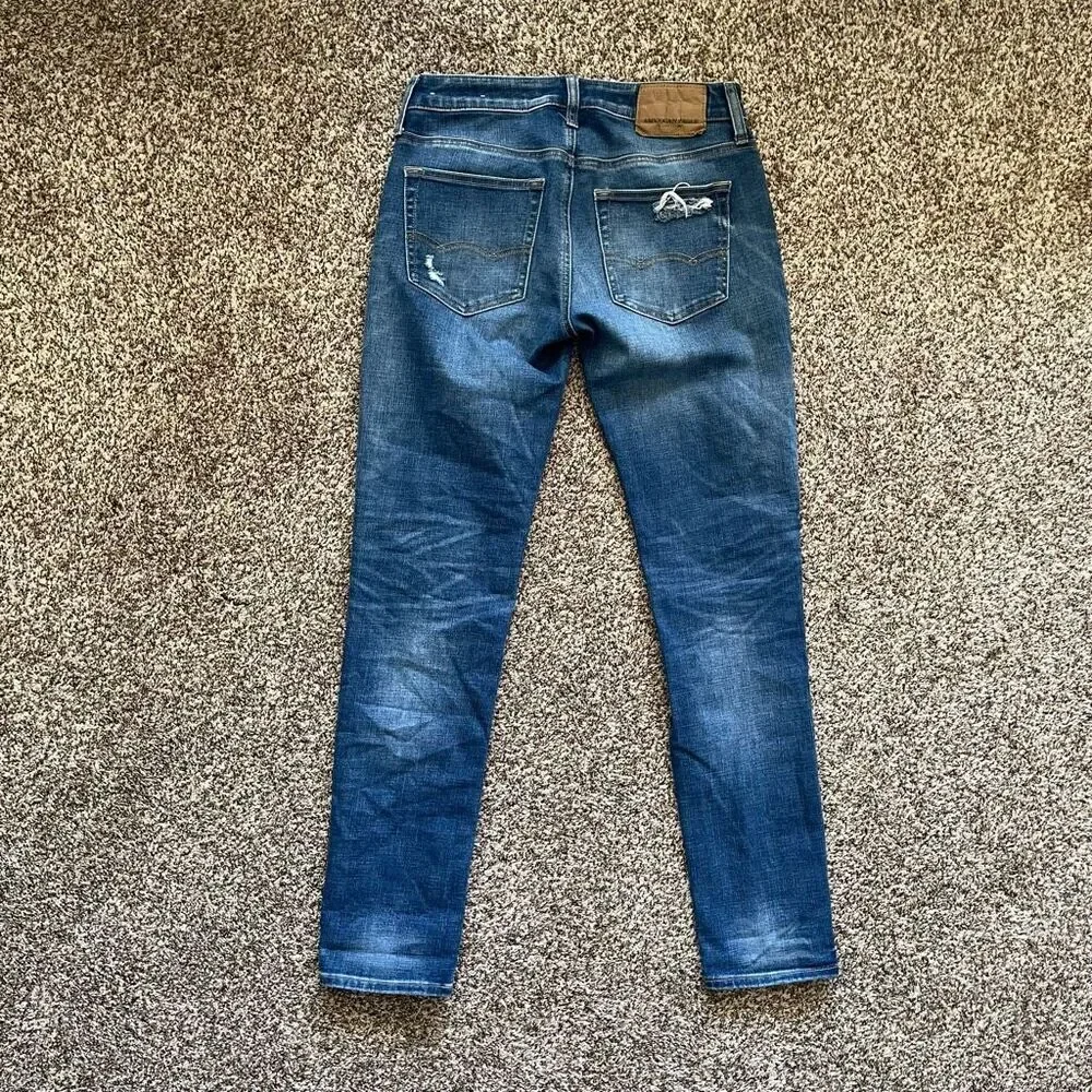 AE American Eagle skinny blue jeans men’s size 28x32 holes ripped distressed